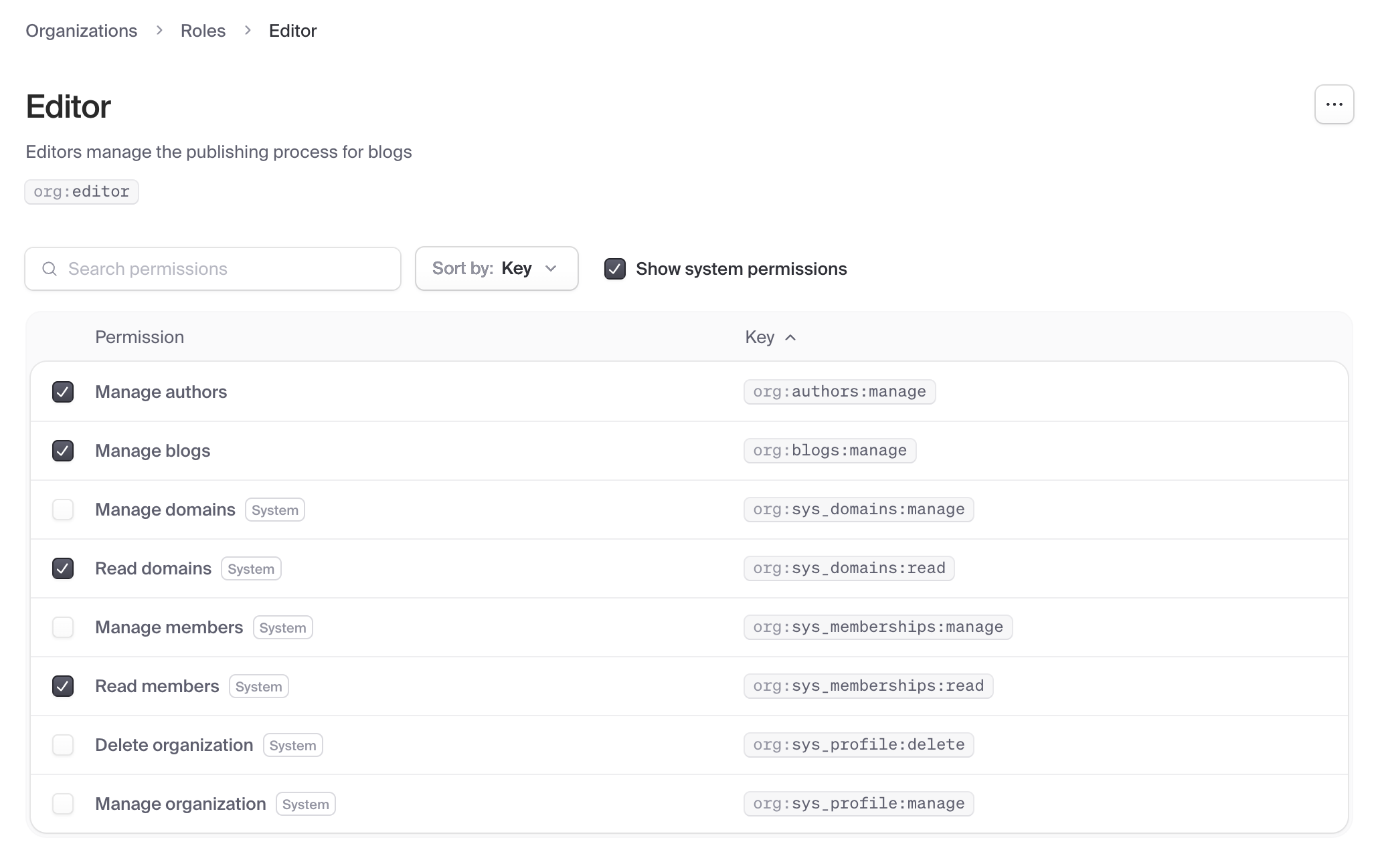 The new role manager in Clerk's dashboard